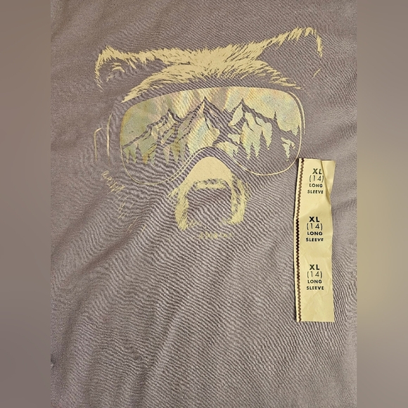 NWT Cat & Jack Girls Purple Ski Bear Long Sleeve Crewneck Shirt Size XL 14 - Picture 3 of 8